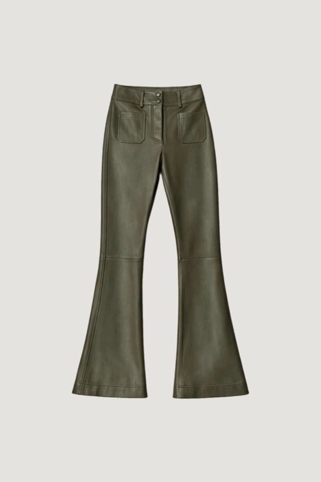 Брюки кожаные клеш