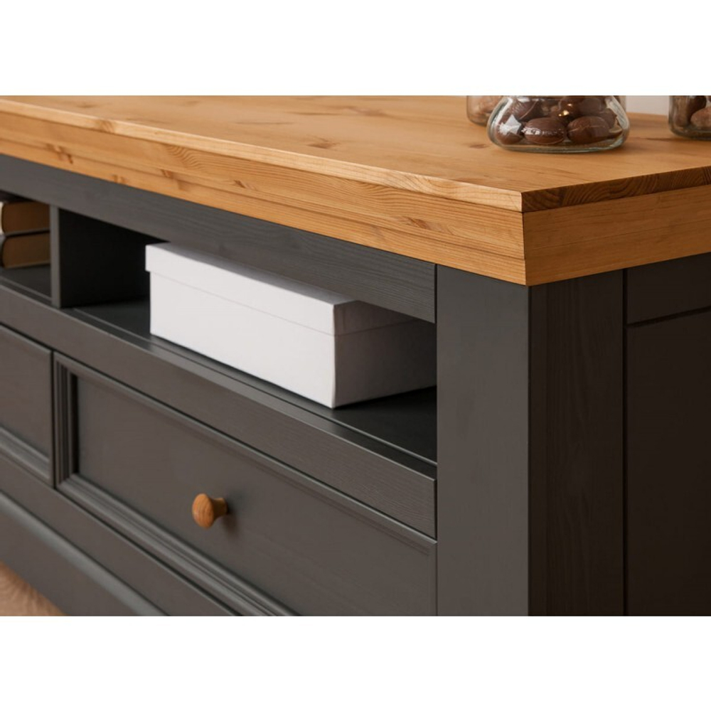 Тумба ТВ «Форест» 2 ящика серый 7012/бейц-масло