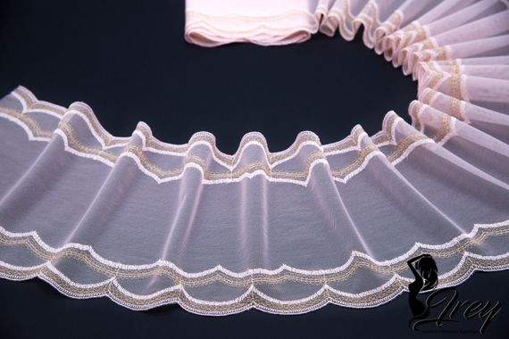 05-144 ОПТ Вышивка на эл. сетке 17,5 см, розовый