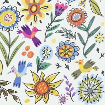 Птички и цветы