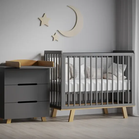 Детская кроватка с продольным маятником Incanto Anniken Графит/бук