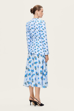 Голубая юбка-миди с цветочным принтом "Фелиция"