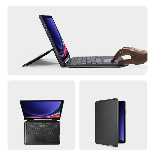 Защитный чехол подставка с клавиатурой (RUS) от Dux Ducis для Samsung Tab S10+, S9+ и S9 FE+, серия DK Series Keyboard, русская клавиатура с подсветкой