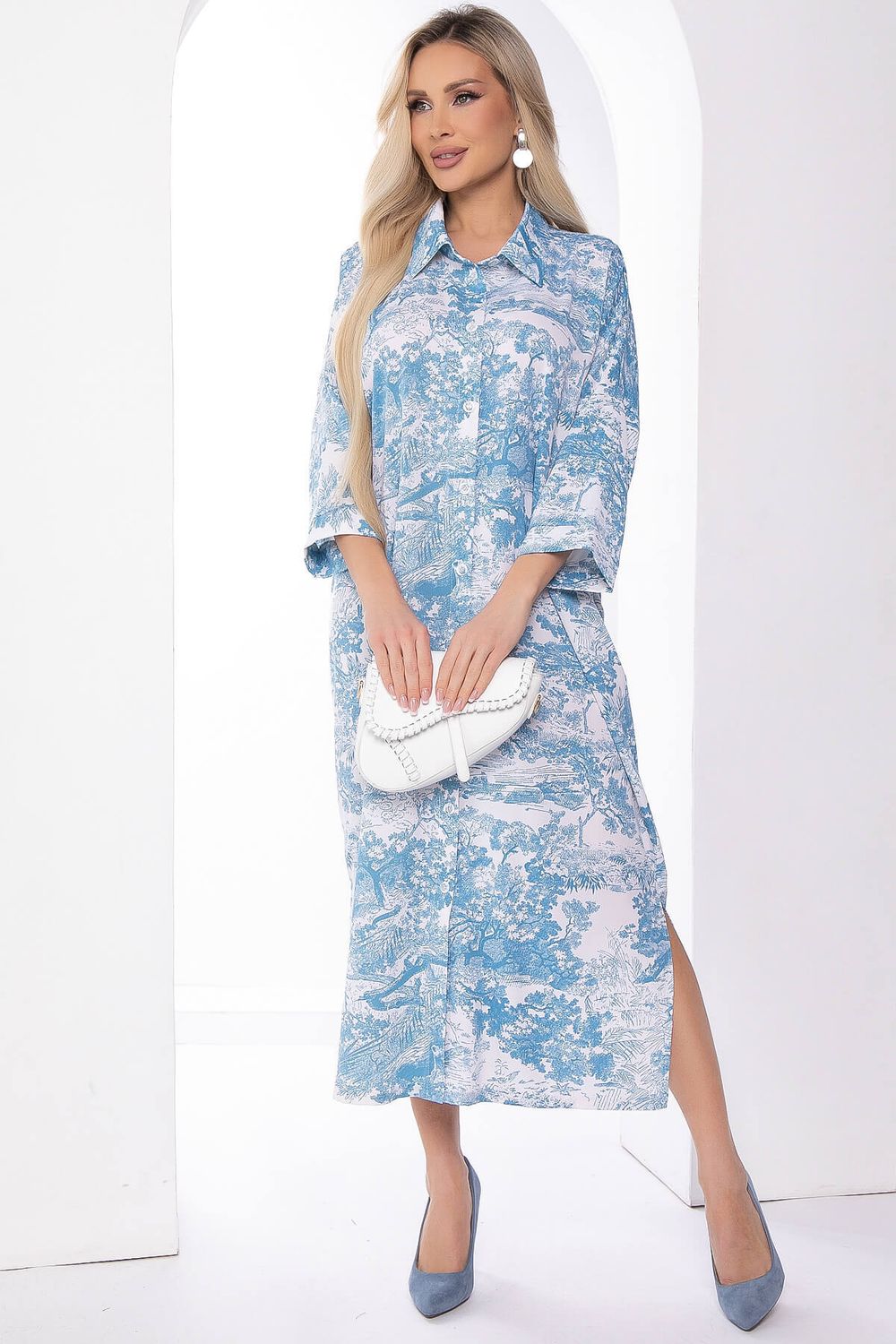 Платье "Сьюзан" (бело-голубое) П8162 LT Collection