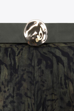 ZARA ЮБКА МИДИ ИЗ ТКАНИ С АНИМАЛИСТИЧЕСКИМ ПРИНТОМ И РЕМНЕМ, РАЗНОЦВЕТНЫЙ