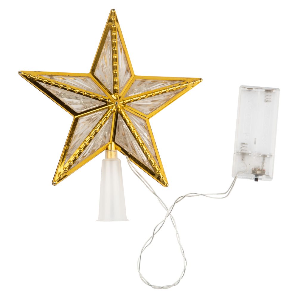 ULD-H1515-010-DTB-2AA MULTI STAR-4 Украшение светодиодное для ёлки Звезда-4 на батарейках 2АА не в-к. 15 см. 10 светодиодов. Разноцветный свет. Прозрачный провод. TM Uniel