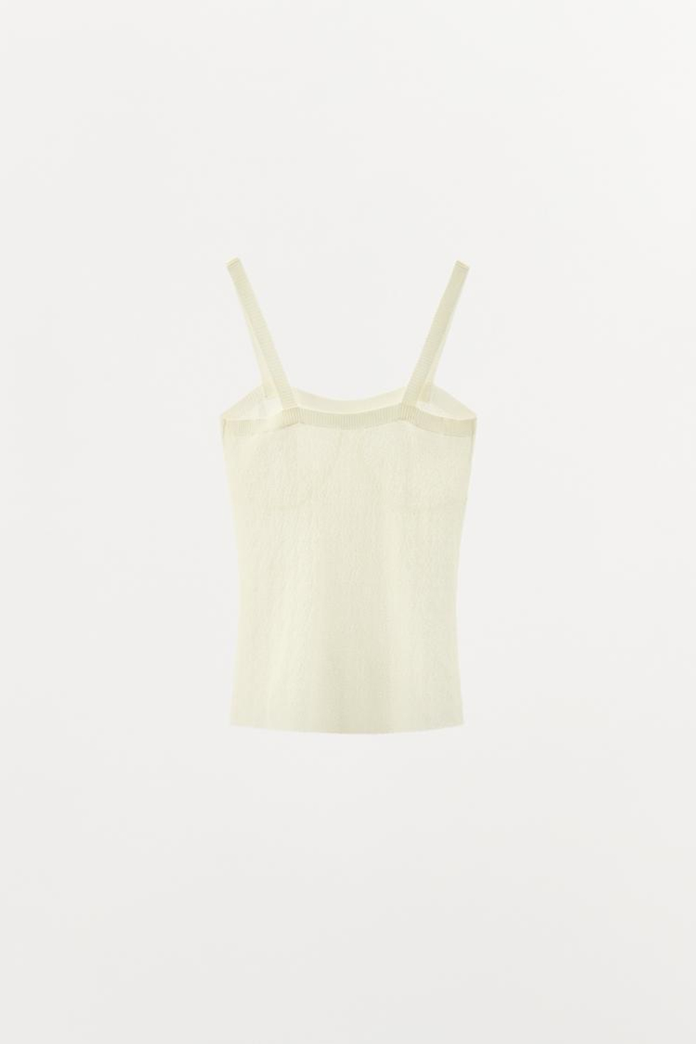 ZARA ТРИКОТАЖНЫЙ ТОП С ПЛИССИРОВКОЙ, ЭКРЮ