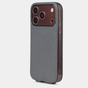 Чехол iPhone 17 Pro Max натуральная кожа сафьяно, серого цвета