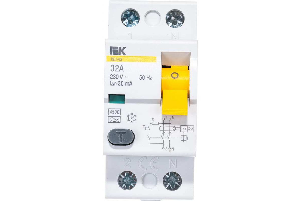 Выключатель дифференциальный (УЗО) ВД1-63 2Р 32А 30мА тип А IEK