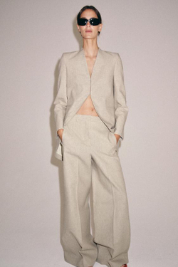 ZARA ДЛИННЫЙ БЛЕЙЗЕР В ПОЛОСКУ — ZW COLLECTION, ПЕСОЧНЫЙ МЕЛАНЖ