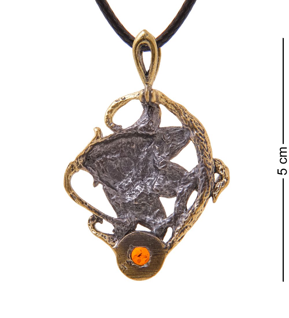 AM-3413 Подвеска «Цветочная Дама» (латунь, янтарь)