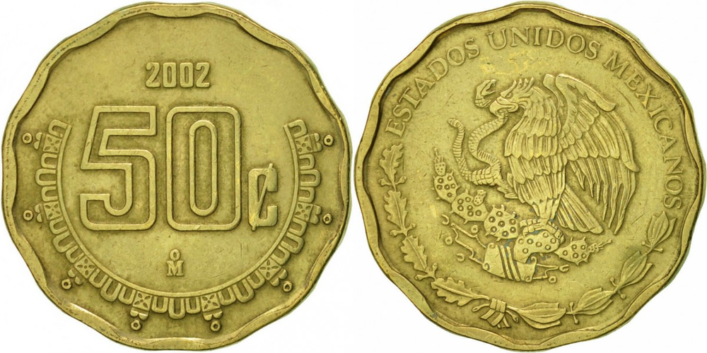 Мексика 50 сентаво, 1992 - 2009 Герб XF