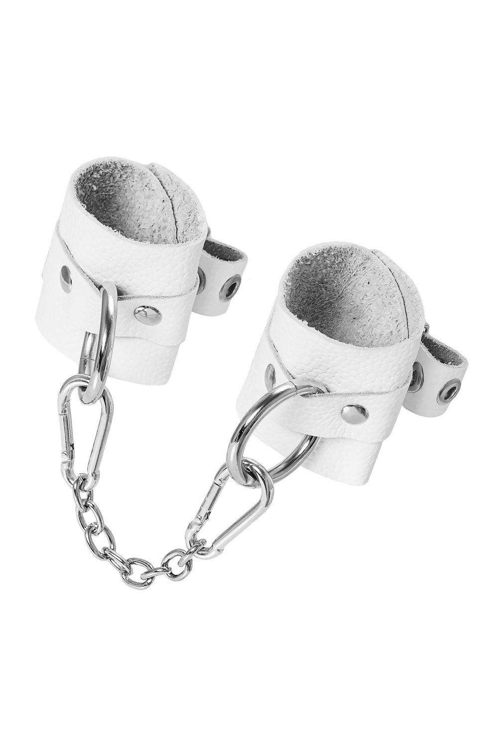 Белые мягкие кожаные наручники с люверсами (Цвет: белый)