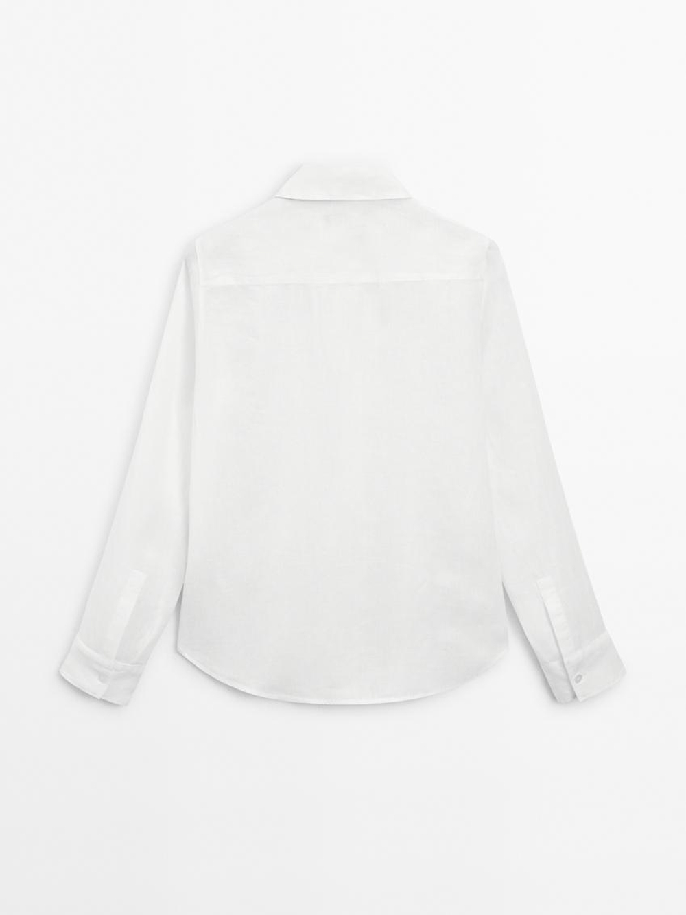 Massimo Dutti Рубашка из струящегося 100% льна, белый