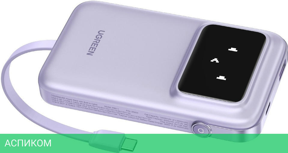 Портативное зарядное устройство Ugreen PB511 Purple (35604B)