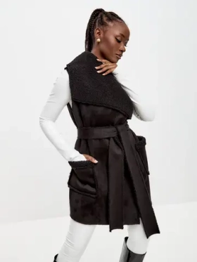 Жилет утепленный меховой оверсайз демисезонный