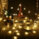 Гирлянда штора 2.0х1.8м "бусы звезды" Мягкий желтый