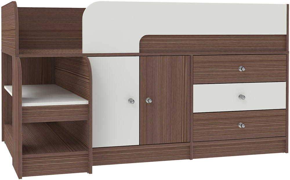 Кровать-чердак КарИВи Астра 9, 1 Бодего Темный Белый