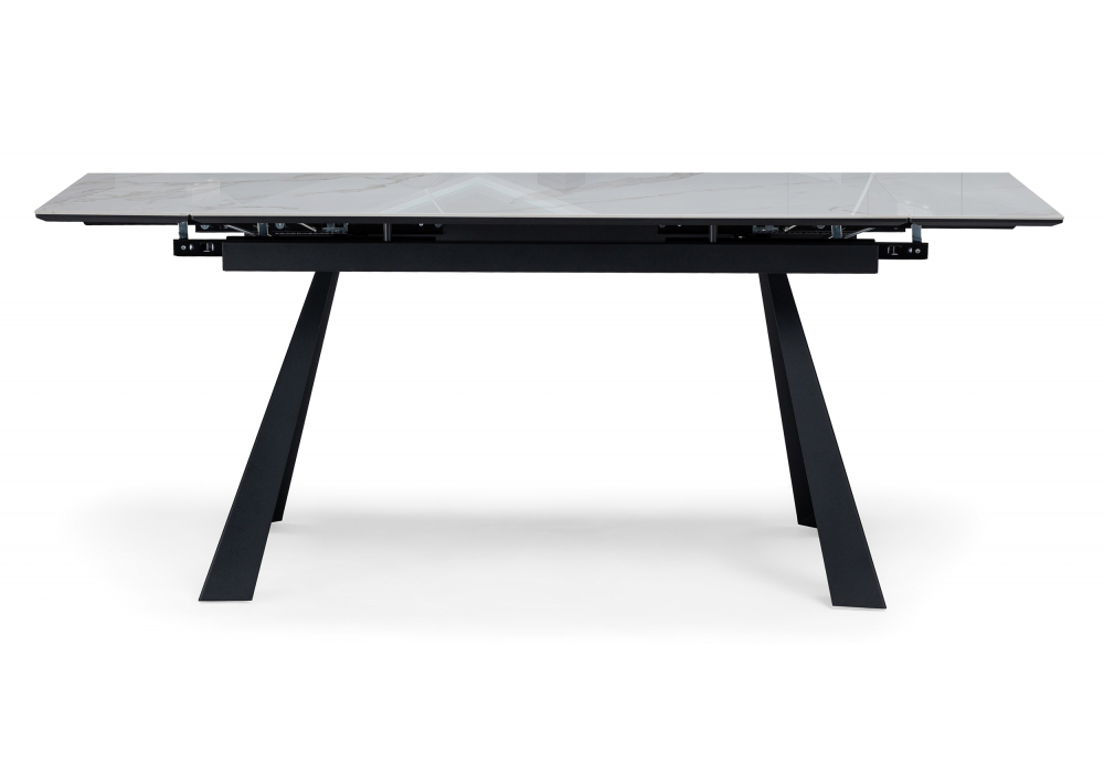 Керамический стол Woodville Маунт 140x80 белый мрамор, черный, ножки черные