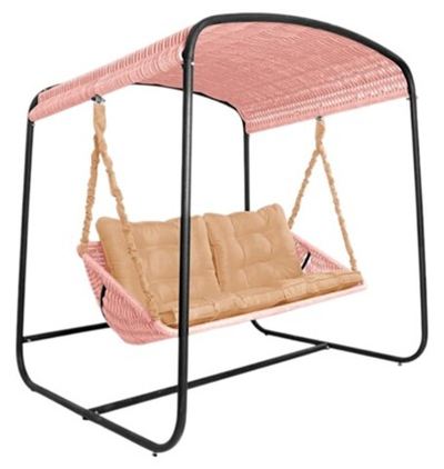 Качели в сад DeckWOOD Sky Bed Lite (светло-розовый, подушка темно-бежевая)
