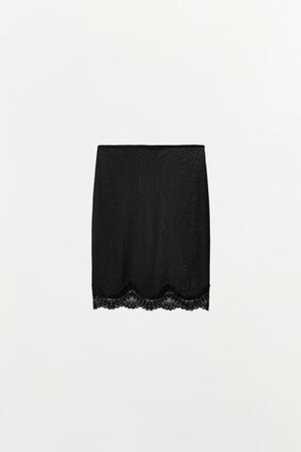ZARA ЮБКА С КРУЖЕВОМ, ЧЕРНЫЙ