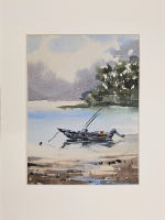 Картина авторская акварельная в паспарту 21х30 см на стену для интерьера "В ожидании..."