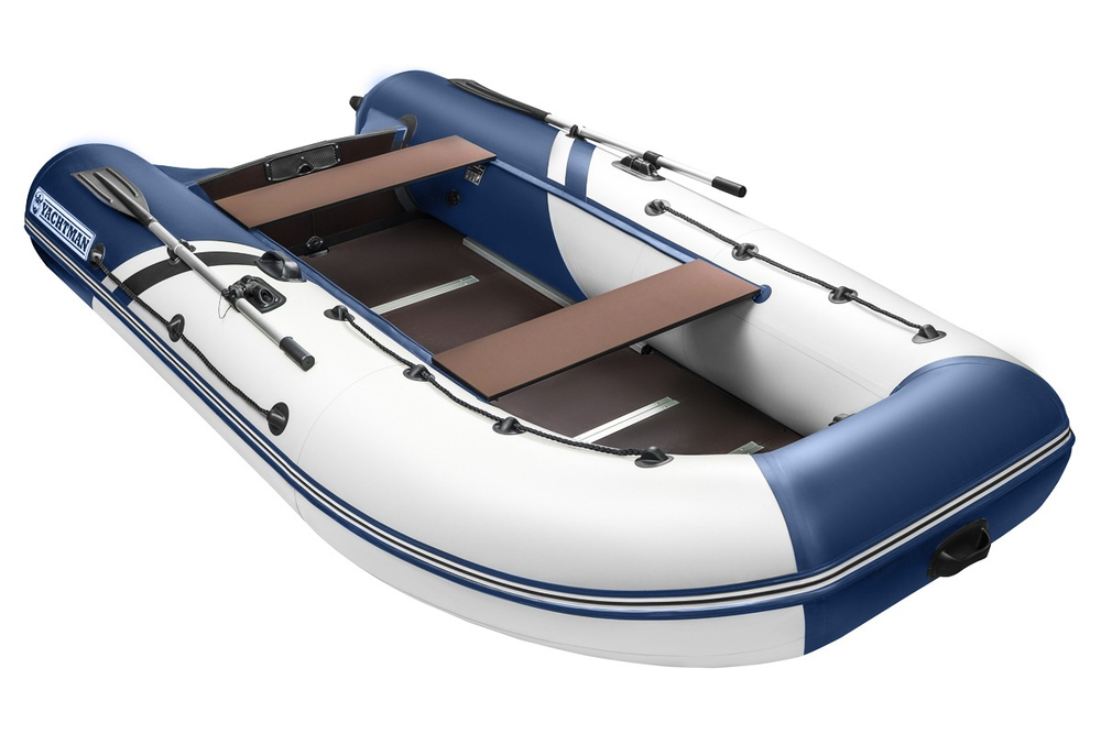 YACHTMAN-340 СК белый-синий + BST 55 L (комплект лодка + электромотор)