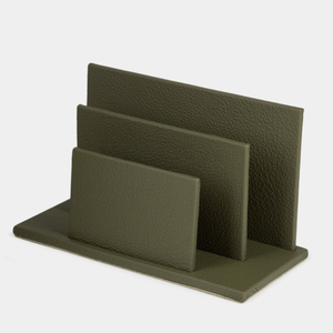 Подставка для визиток и бумаг из натуральной кожи теленка, зеленого цвета