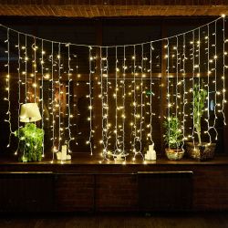 ULD-C2030-240-TWK WARM WHITE IP67 Занавес светодиодный с эффектом мерцания. 3х2м. Соединяемый. 240 светодиодов. Теплый белый свет. Провод белый. TM Uniel.