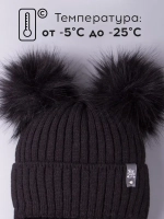 Шапка зимняя детская с помпонами и манишка