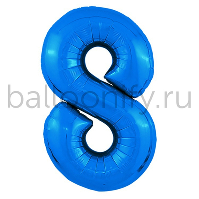 Шар ЦИФРА 8 Металлик Blue 40" 102 см