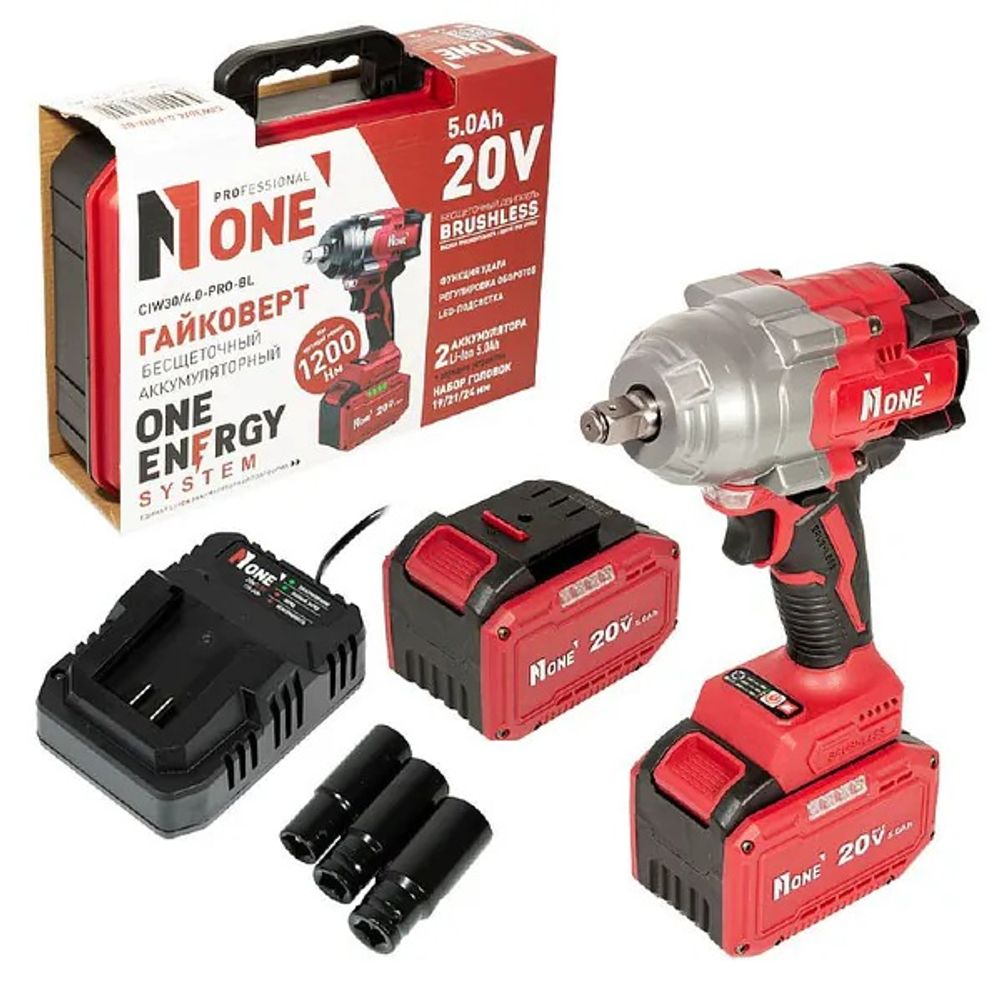 Гайковерт удар. аккум. Number One CIW30/4.0-PRO-BL (20В, 1200Нm, АКБ 2*5Ач, З/У, бесщёточный двиг, к