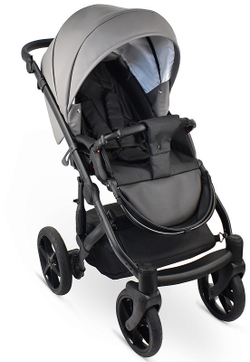 Детская коляска Bexa Ideal Eco 3 в 1 с автокреслом Avionaut Cosmo IE05 черный+св.серая кожа