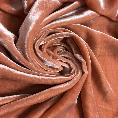 Ткань бархат  шелковый лососевый цвет 3189