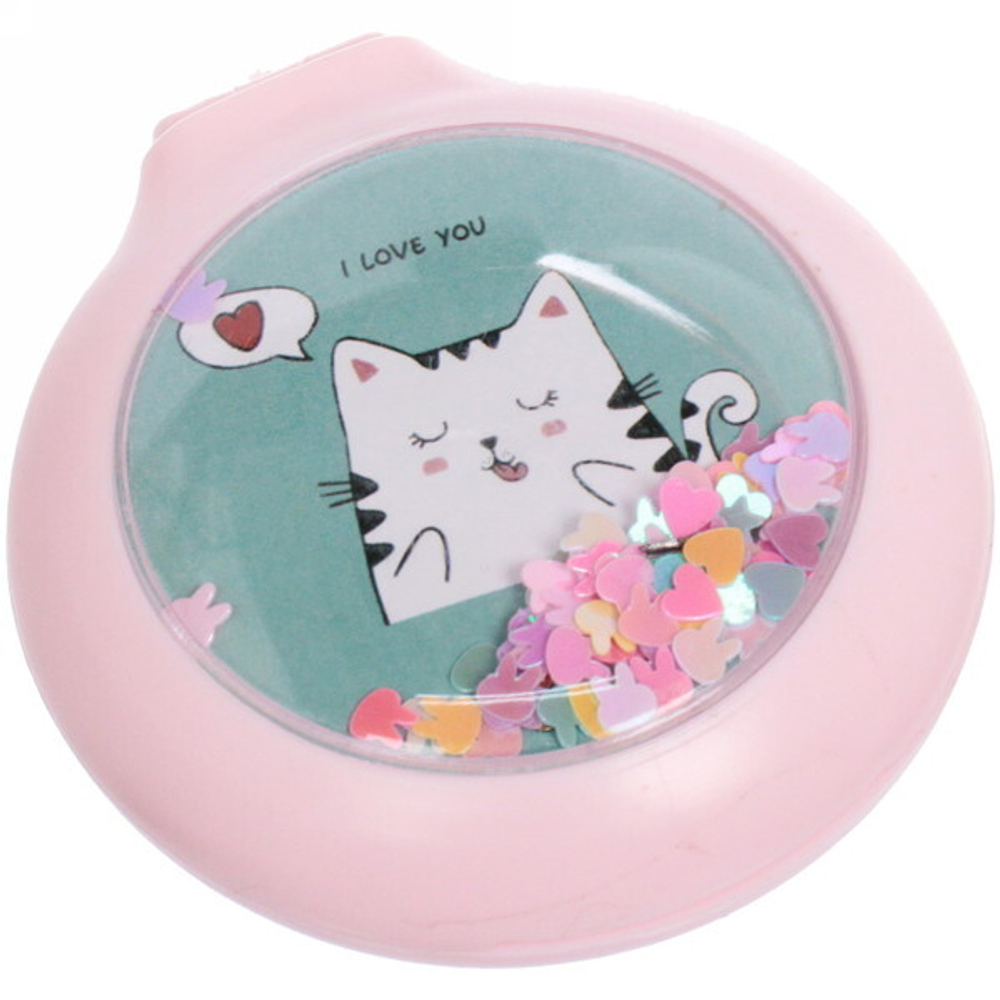 Расческа массажная складная с зеркалом, круглая «Monaco - Cat Mat», микс 4 цвета, 7 см (коробка PVC)