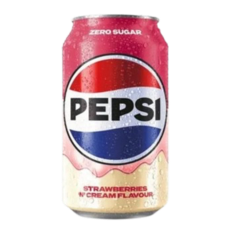 Газированный напиток Pepsi zero sugar со вкусом клубники со сливками