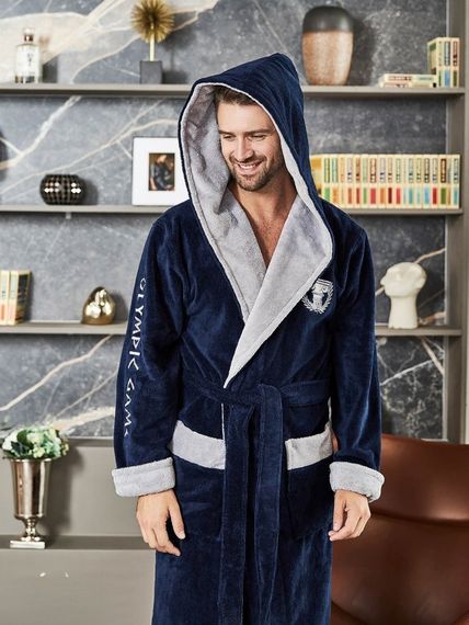 Халат мужской OLIMPIC GAMES с капюшоном Синий POLENS Турция