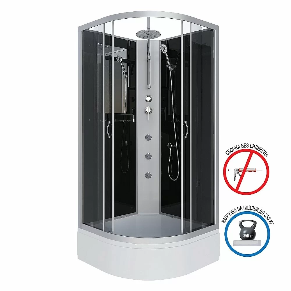 Душевая кабина Niagara Classic NG-3501-14BKTG 90х90 с гидромассажем