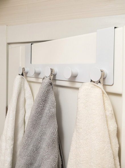 Крючок DeNASTIA на дверь 5 крючков,10,7x34,9x7, железо, белый