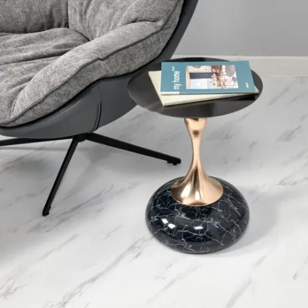 Кофейный столик Bradex Home Angel 40x55см, чёрный мрамор, металл