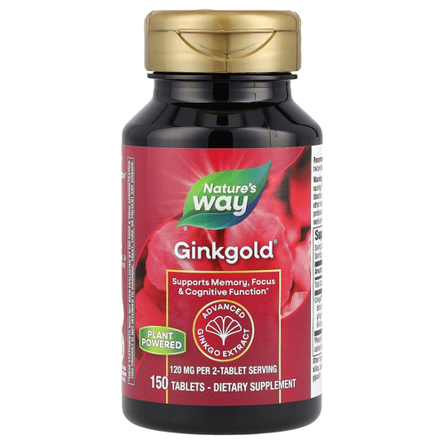 Nature's Way, Ginkgold®, улучшенная формула экстракта гинкго, 150 таблеток (60 мг в 1 таблетке)