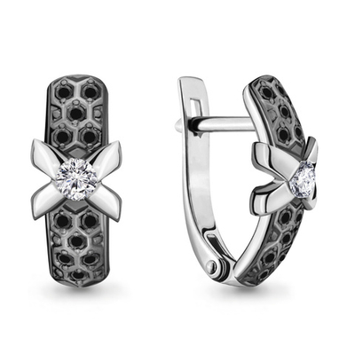 942321Ч Серьги из Золота с бриллиантами из коллекции "Монохром"