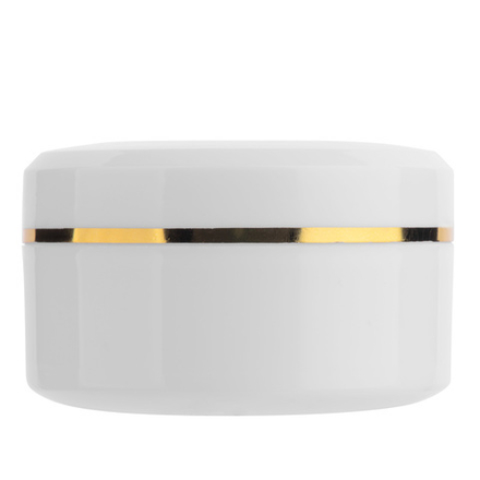 Банка пластиковая белая с золотой полоской 15мл IRISK