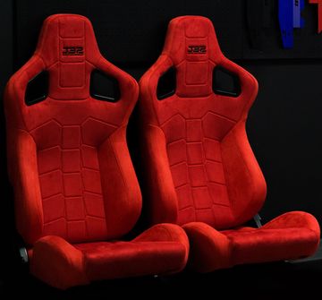 Сиденья спортивные JBR 1074 замша красная (2шт)