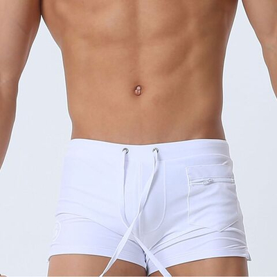 Белые мужские плавки-хипсы с кармашком на замке (Размер: XXXL) (Цвет: белый)