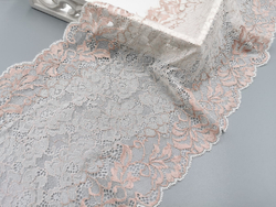Эластичное кружево, 22 см, молоко и розовое дерево, (Арт: EK-2724), м