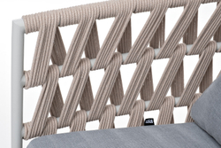 "Диего" кресло плетеное из роупа, каркас алюминий светло-серый (RAL7035) муар, роуп бежевый круглый, ткань светло-серая