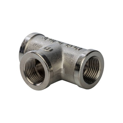 Тройник с внутренней резьбой STOUT SFT 0020 - 3/8" (для стальных труб, латунь никелированная)