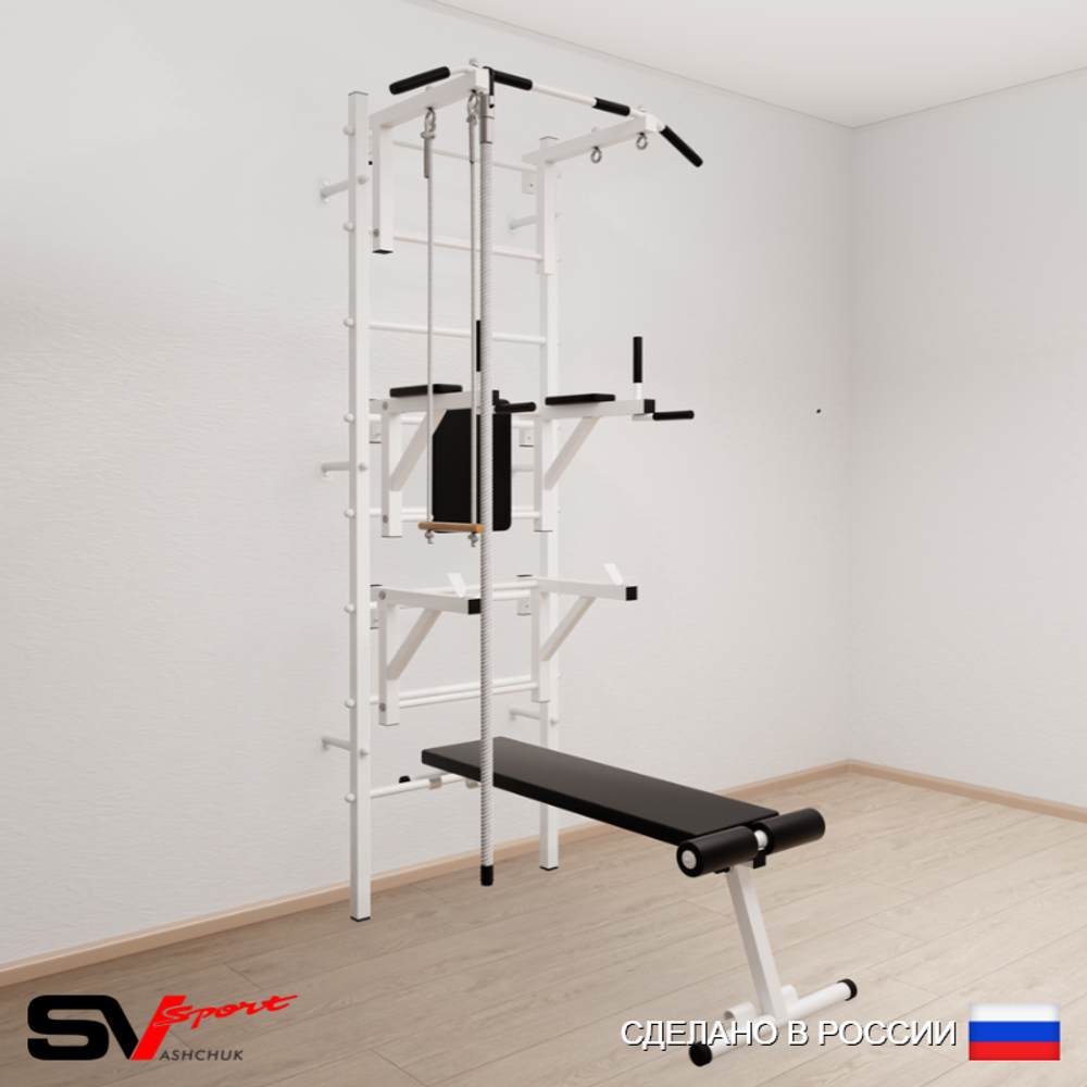 Шведская стенка Sv Sport 596 (Турник стандарт/Брусья/Стойка/Скамья/Канат/Трапеция)
