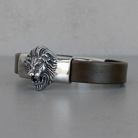 Браслет из натуральной кожи "Лев"